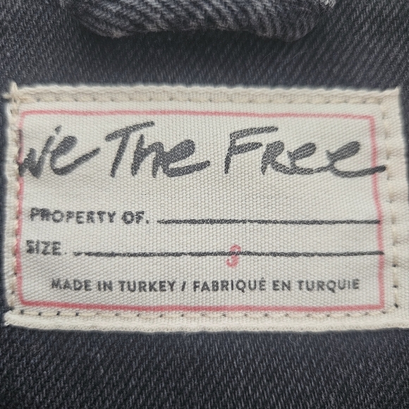 Free People Distressed Denim Jacket Black S (Fits Like M) Thrashed Grunge Skater - Picture 10 of 15